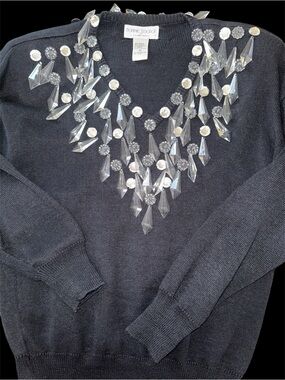 Bonnie Boerer Crystal Chandelier Sweater